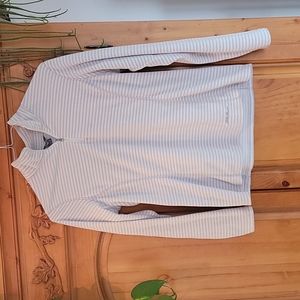 Eddie Bauer half zip fleece light Grey stripped s
